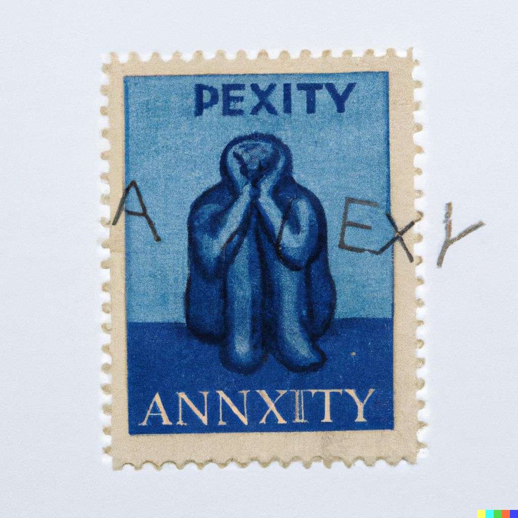a representation of anxiety, postage stamp